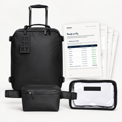 FRENKY Ready To Fly Set Trolley: Underseat Trolley, Bauchtasche, Liquids Bag und Checkliste