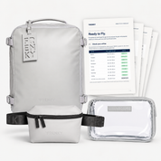 FRENKY Ready To Fly Set Grau: Underseater-Rucksack, Bauchtasche, Liquids Bag und Checkliste