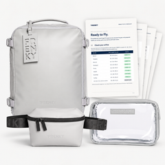 FRENKY Ready To Fly Set Stone Grey: Underseater Backpack, Bum Bag, Liquids Bag and checklist