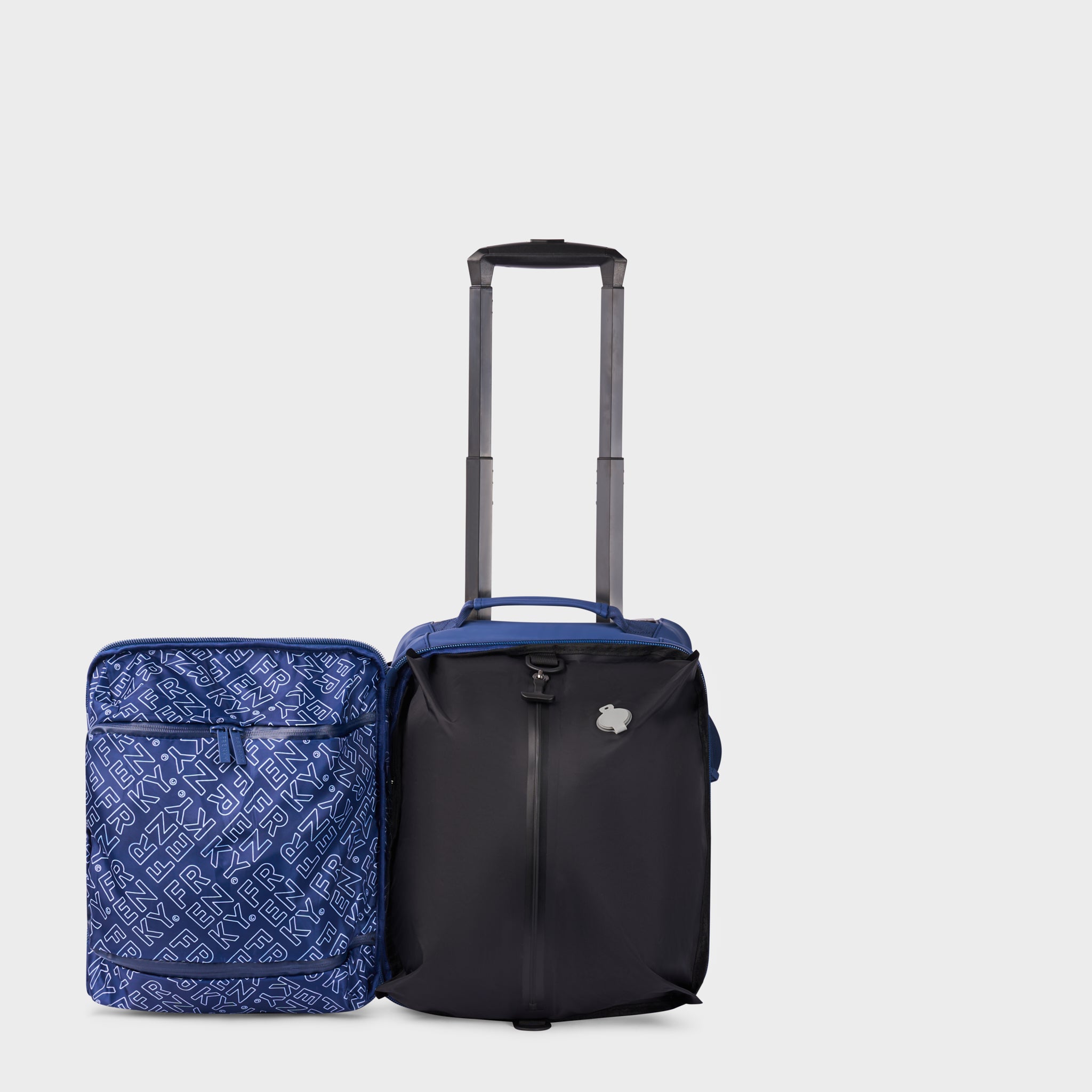 Open FRENKY Underseat Trolley in Blue with vacuum compression bag