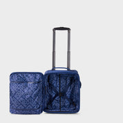 Open FRENKY Underseat Trolley in Blue, interior with packing straps and zip compartment